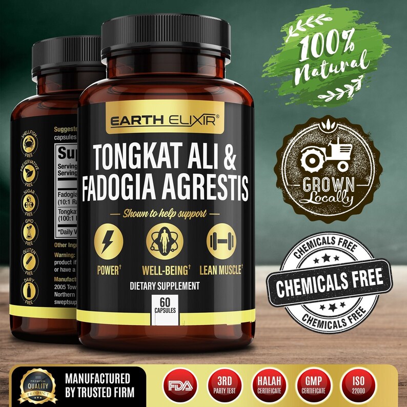 Earth Elixir Fadogia Agrestis 600mg and Tongkat Ali 500mg Etsy UK