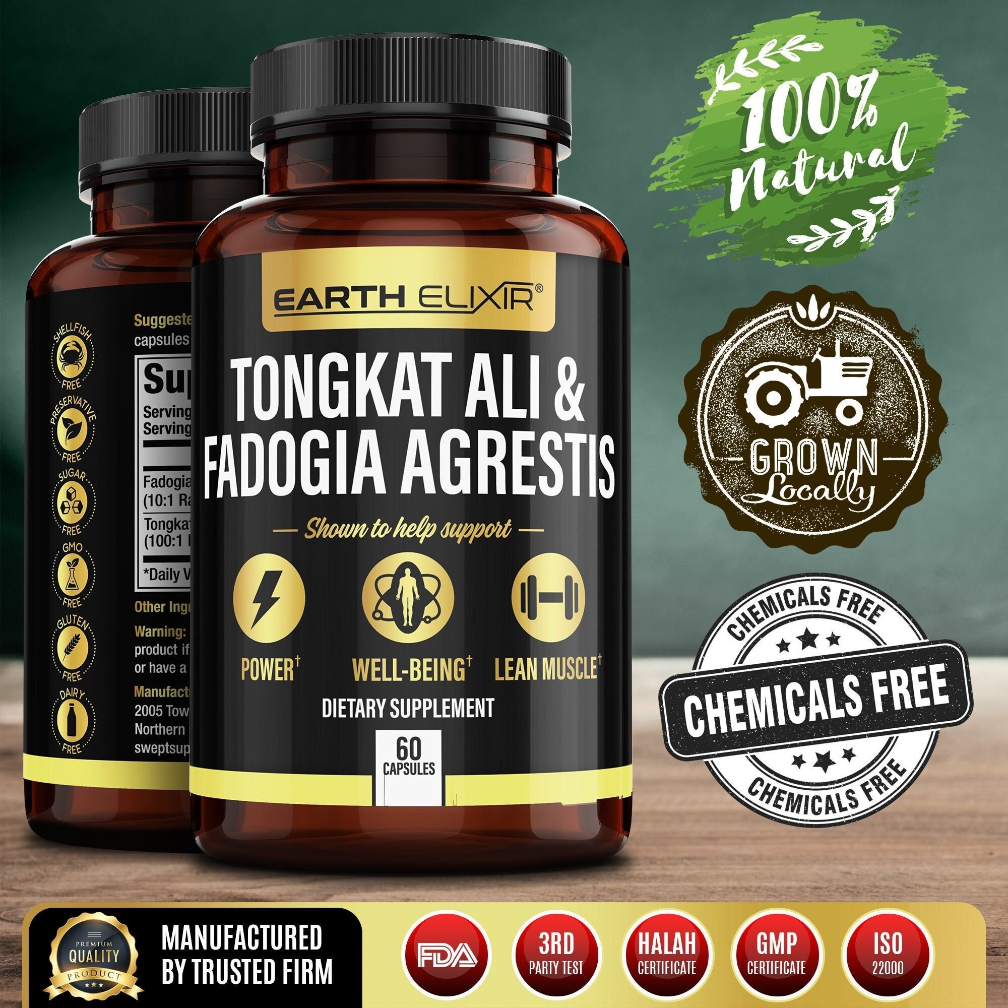 Earth Elixir Fadogia Agrestis 600mg and Tongkat Ali 500mg Etsy UK