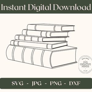 Vintage elegante boekenstapel – Instant digitale download (svg, png, jpg, dxf)