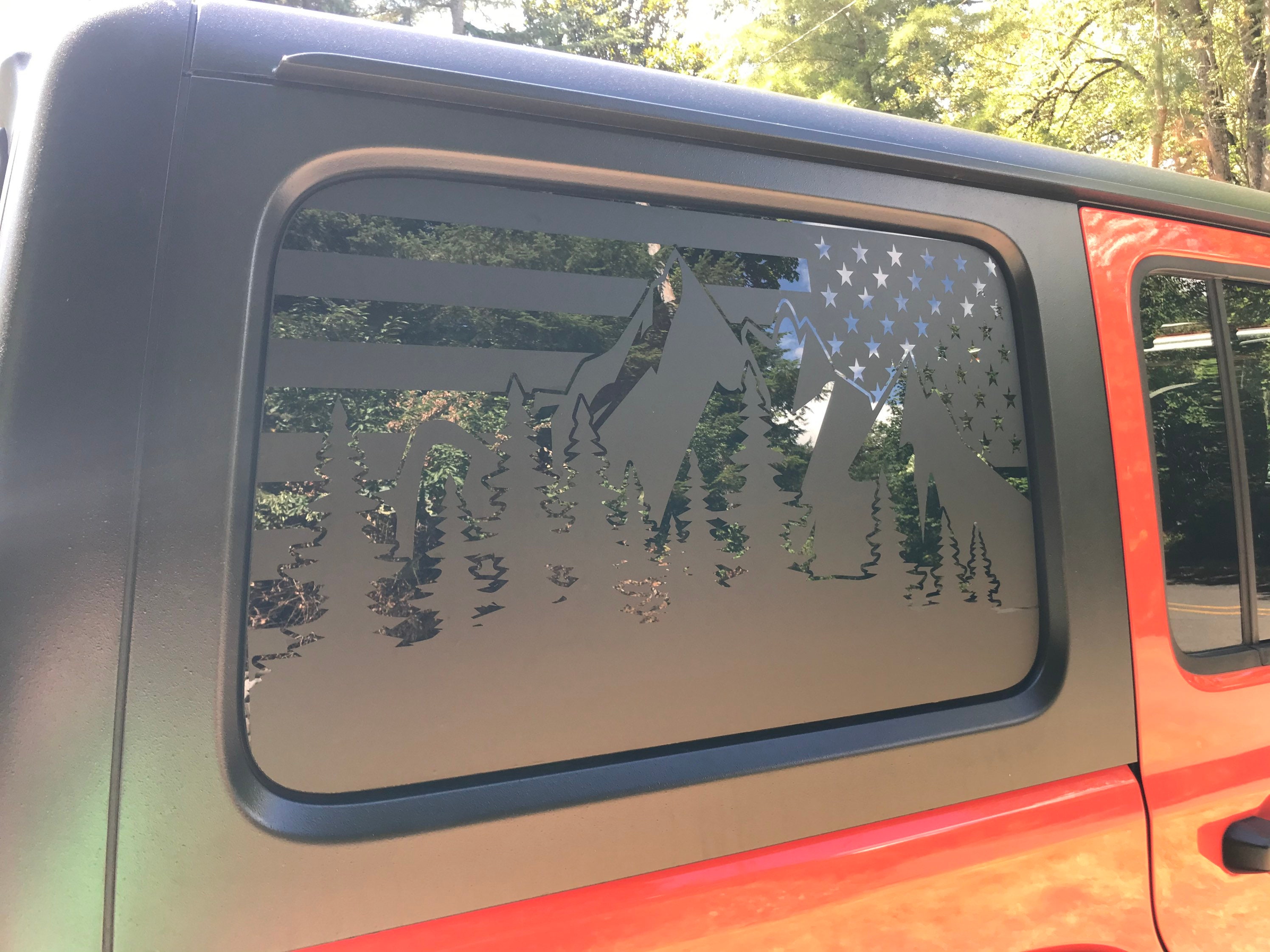 Fits Jeep Wrangler Side Window Decals flag/trees/mountains Etsy