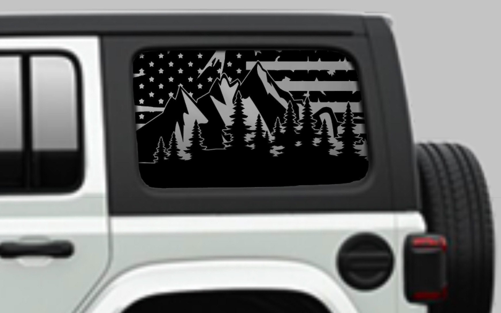 Fits Jeep Wrangler Side Window Decals flag/trees/mountains Etsy