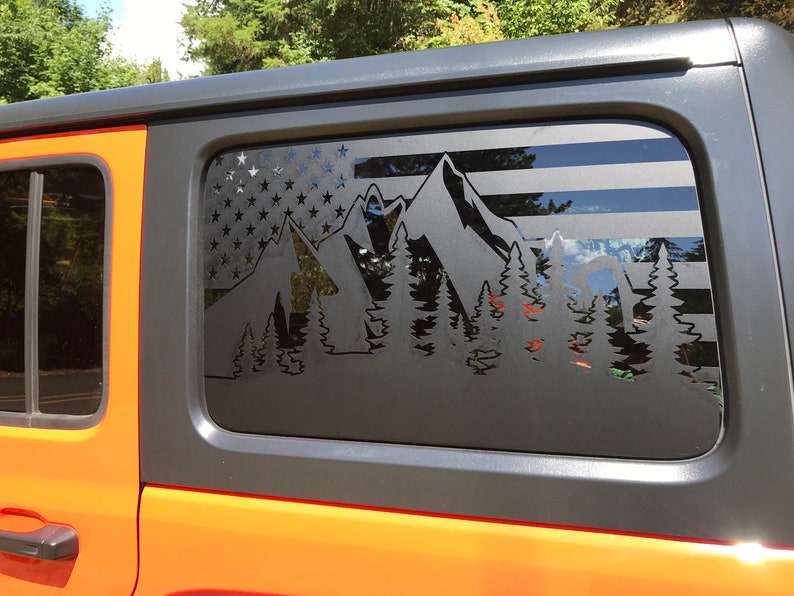 Fits Jeep Wrangler Side Window Decals flag/trees/mountains Etsy