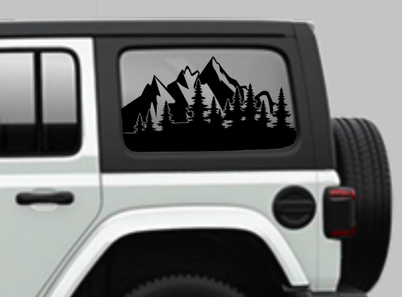Fits Jeep Wrangler Side Window Decals flag/trees/mountains Etsy