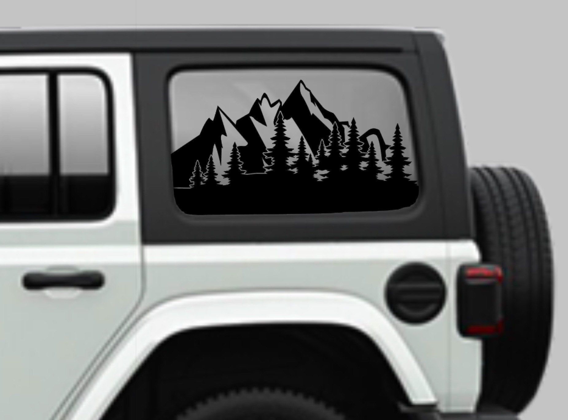 Fits Jeep Wrangler Side Window Decals flag/trees/mountains Etsy