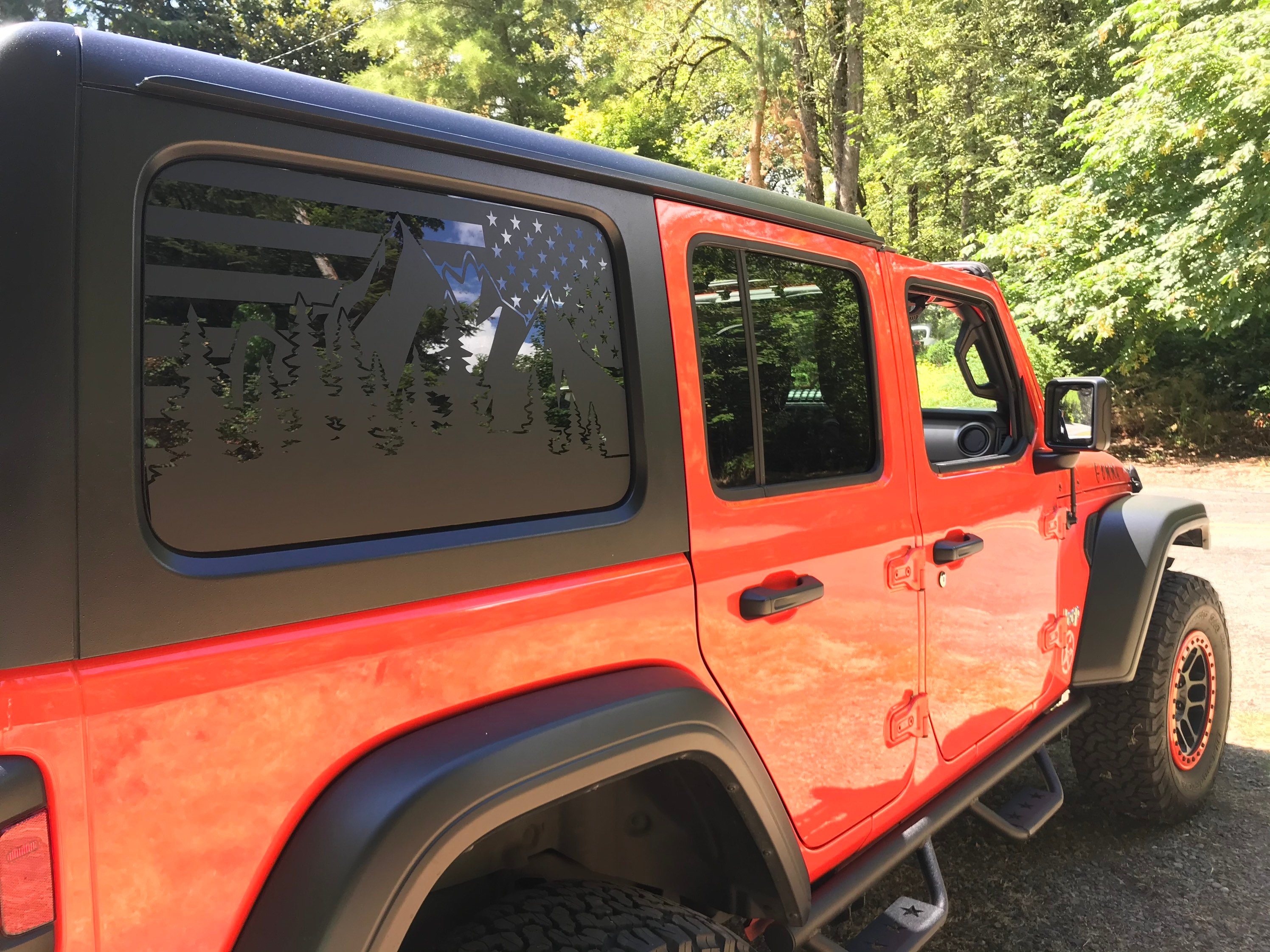 Fits Jeep Wrangler Side Window Decals flag/trees/mountains Etsy