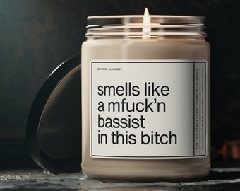 Smells Like Bassist In This Bitch Candle, Bass Gift, Bass Guitarist Gift, Funny Gift For Bassist, Guitar Player, Musician Gift, Playing Bass