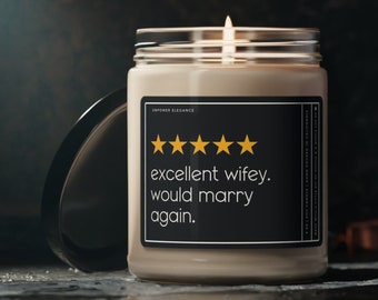 Excellent Wifey Would Marry Again Candle Funny Valentines Day Gift For Wife, Funny Candle For Wife Anniversary Gift, Gag Gift, Birthday Gift