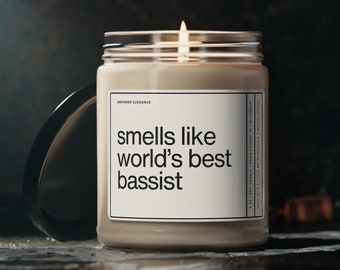 Smells Like World's Best Bassist Candle, Bass Player Gift, Funny Gift For Bassist, Guitar Player Gift, Bass Guitarist, Gift Band Member Bass