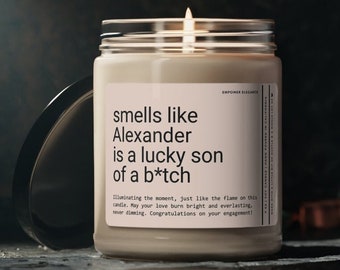 Regalo de compromiso personalizado, regalo único para pareja, vela comprometida, regalo de despedida de soltera, regalo de compromiso divertido para la futura novia, regalo de boda