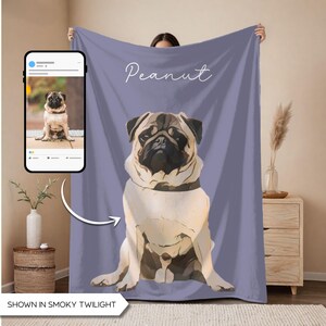 Custom Pet Blanket Custom Dog Blanket Pet Photo Personalized Name Dog Portrait Throw Pet Loss Gift Memorial Gift Cat Picture Dog Mom Cat Dad