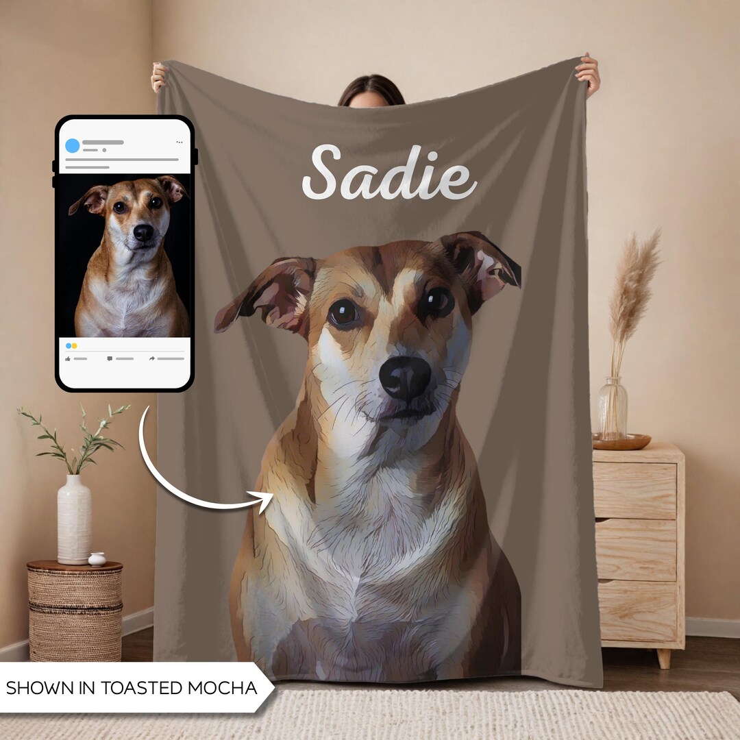 Custom Pet Photo Blanket: Plush Fleece Dog Cat Memorial Gift - Etsy