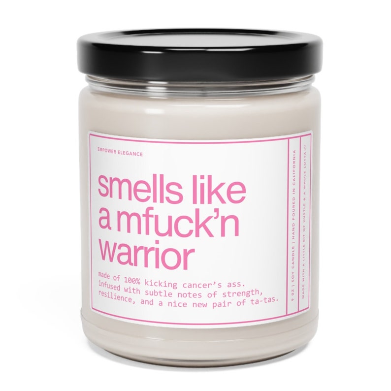 Mastectomy Gifts, Breast Cancer Survivor Candle, Gift for Friend Battling Cancer, Smells Like, Funny Breast Cancer Gift Mom Surviving Cancer image 2