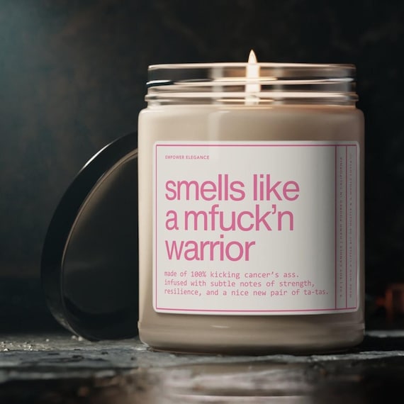 Mastectomy Gifts, Breast Cancer Survivor Candle, Gift for Friend Battling Cancer, Smells Like, Funny Breast Cancer Gift Mom Surviving Cancer