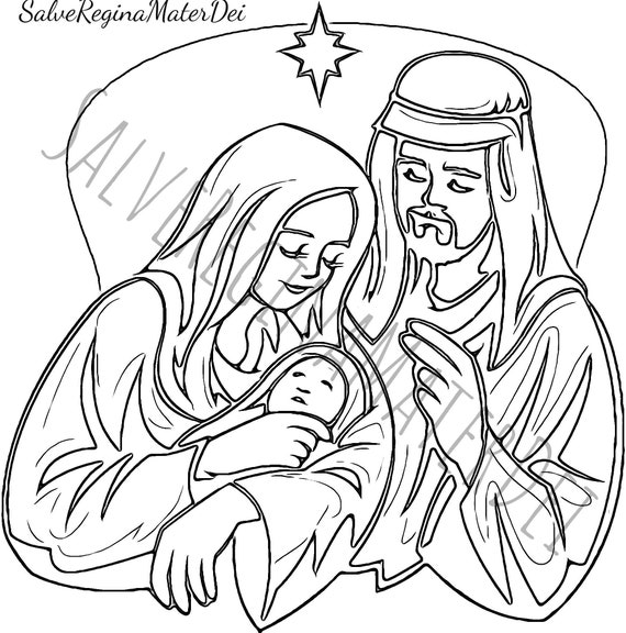 Holy Family Coloring Page Bundle Salvereginamaterdei - Etsy