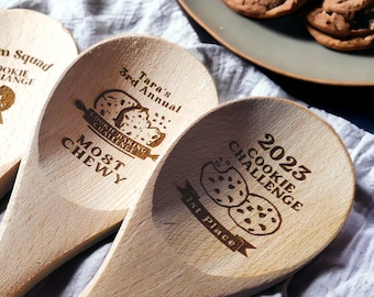 Cookie Prize Spoon, Laser Engraved Wooden Spoon, Baking Competition Award, 12-Inch Beechwood Spoons Engraving With Your Event Details