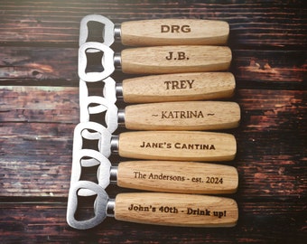 Engraved Wood Bottle Opener, Custom Bottle Opener Personalized, Custom Name, Your Text Here, Engraved Wooden Bottle Opener