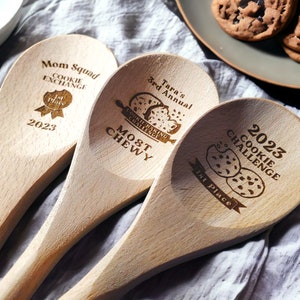 Cookie Prize Spoon, Cookie Baking Award, Cookie Challenge Prizes, Engraved Wooden Stirring Spoon, Personalized Wooden Mixing Spoon 12-Inches