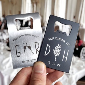 Bulk Wedding Guest Favor, Card Wallet Bottle Opener, Classy & Durable Thick Steel Laser Engraved Beer Opener, Bulk Wedding Favors For Guests