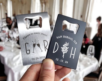 Bulk Wedding Favor, Personalized Magnet Or Wallet Bottle Opener, Laser Engraved Wedding Guest Favors