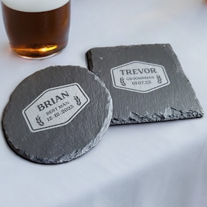 Groomsmen Coasters, Groomsmen Proposal Gift, Laser Engraved Slate Coasters, Will You Be My Groomsman Gift, Best Man Gift, Groomsmen Gift