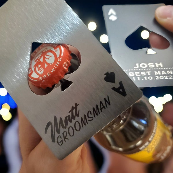 Groomsmen Proposal Gift, Bottle Openers, Will You Be My Groomsman, Ace Of Spades, Best Man, Groomsman Asking Gift, Personalized Names