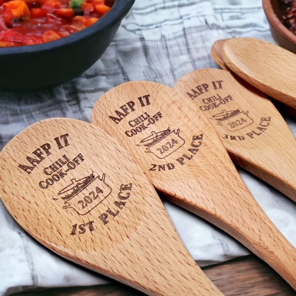 Chili Cookoff Spoon, Chili Cookoff Prizes, Chili Cook-off Award, Wooden Spoon, Personalized Mixing Spoon, 12-Inch Beechwood Spoon