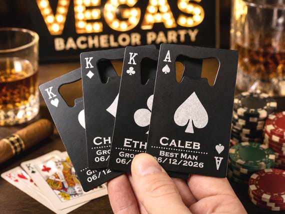 Vegas Bachelor Party Gifts, Poker Bachelor Party Favors, Casino Bottle Opener Favors, Playing Card Bachelor Party Gifts