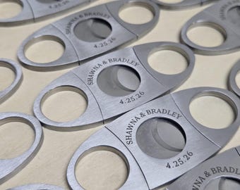 Cigar Cutter Anniversary Party Favor, Custom Engraved Stainless Steel Guillotine Cigar Clipper, Gifts For Your Party Guests