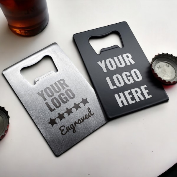 Custom Engraved Bottle Openers With Your Logo, Thick Steel Card Wallet Bottle Openers, Fits In Your Wallet, Send Us Your Logo Or Graphic