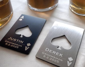 Personalized Ace of Spades Bottle Opener, Groomsmen Gift
