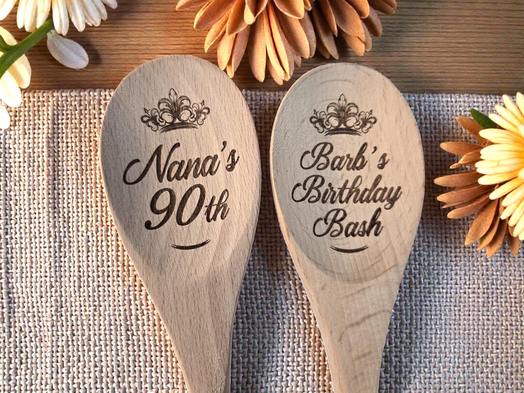 90th Birthday Party Favors, Custom Engraved 12-inch Beechwood