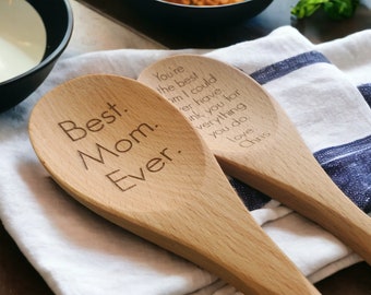 Personalized Engraved Wooden Spoon, Mixing Spoon, Name Here, Message Here, Unique Gift, Personalized Text, 12-Inch Beechwood Spoon