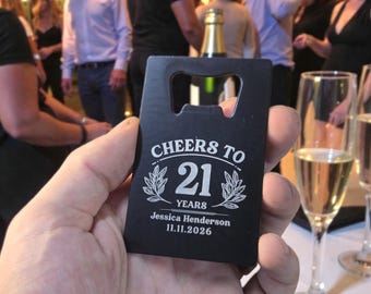 21st Birthday Party Favors, Personalized Magnetic Card Bottle Opener For Bulk 21st Birthday Favors, Custom Fridge Magnet, 21st Birthday Gift