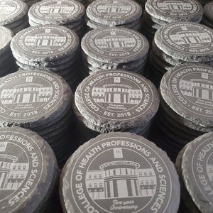 Logo Engraved Coasters, Restaurant Logos, Small Business Laser Engraving, Engraved Slate Stone Coaster, Send Us Your Logo In A Message Now