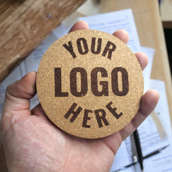 Custom Engraved Cork Coasters With YOUR Logo, Logo Laser Engraving, Bulk Pricing Available, Laser Engraved Cork Coaster, Set of 4/8/12/20+