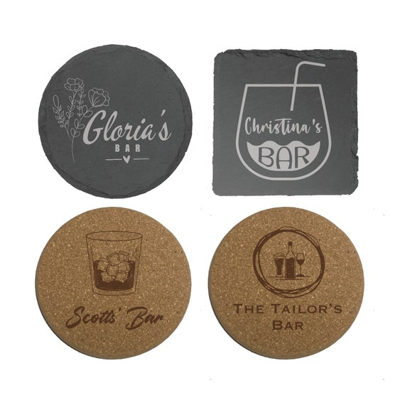 Custom Bar Coasters Premium Quality Personalized Drink Etsy