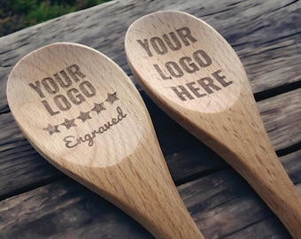 Logo Engraved Spoons, Custom Business Gift, 12-Inch Beechwood Spoon With Your Custom Logos Or Design, Custom Wooden Spoon, Wooden Spoon Gift