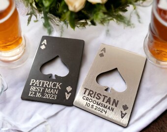 Groomsmen Gift, Ace Of Spades Bottle Opener, Best Man / Groomsman, Personalized Name, Initial, Wallet Bottle Opener, Credit Card Beer Opener