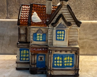 Vintage Victorian House Shaped Cookie Jar