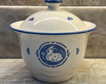 Vintage Bunny “Maison Blue” by Pfaltzgraff Lidded Sugar Bowl