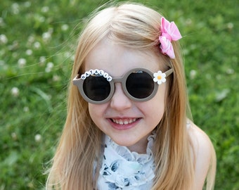 Floral Daisy Girls Personalized Name Sunglasses Toddlers Kids Babies Gift With Case
