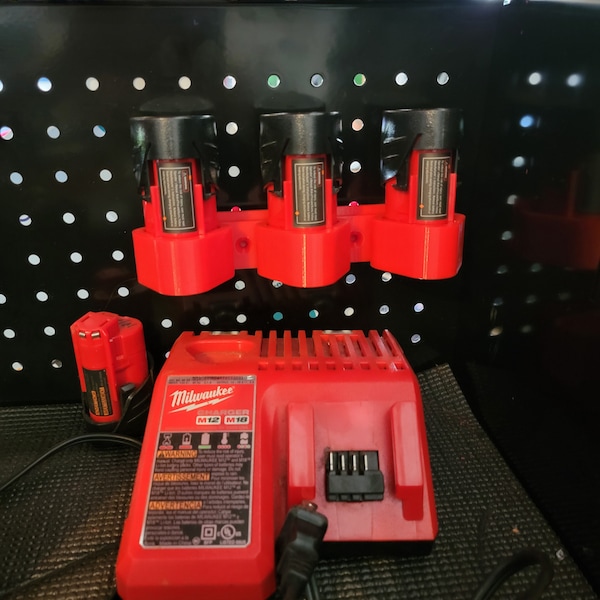 Milwaukee M12 battery: pegboard or wall, Gift for him