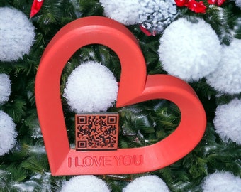 Photo album QR code, Memory Love QR Code Heart,  Plaque for Love One's, Display your QR code