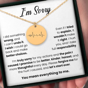 Apology Gift for Her, I&#39;m Sorry Necklace with Message Card, Forgive Me Jewelry, Wife Apology Gift, Personalized Regret Gift