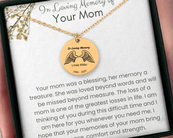 Loss of Mom Memorial Necklace – Personalized Remembrance Jewelry and Sympathy Keepsake Necklace