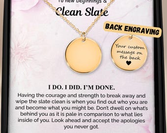 Divorce Gift for Her - Clean Slate New Beginnings Jewelry with Empowering Message for Breakup or Divorce Gift