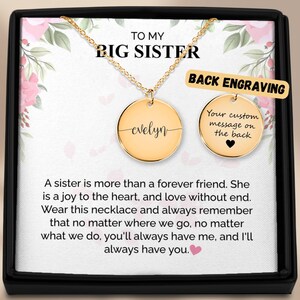 Personalisierte Big Sister Halskette Geschenk für Schwester - Individuell gravierter Schmuck für Geburtstag oder besonderen Anlass