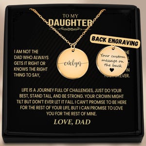 Collana per figlia, regalo del papà: ciondolo personalizzato con incisione, acciaio inossidabile o oro, gioiello per il compleanno del papà