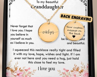 Granddaughter Gift Necklace Personalized Pendant with Custom Engraving from Grandma or Grandpa