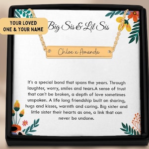 Große Schwester & kleine Schwester Halskette - Personalisierter Name Bar Schmuck in Gold, Silber oder Roségold